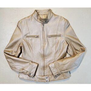 Paola Frani Metallic Leather Jacket | Made in Italy | Small